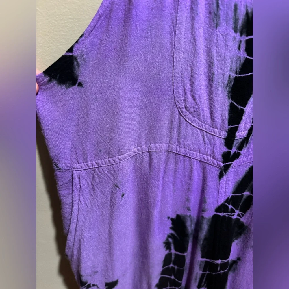 Purple Tie-Dye Relaxed Jumpsuit SHORT - Picture 6 of 8